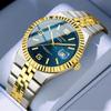 Business Men Watch Classic Diving Series Blue Dial Enlarged Calendar Quartz Clock Dual Color Stainless Steel Sports Mens Watches