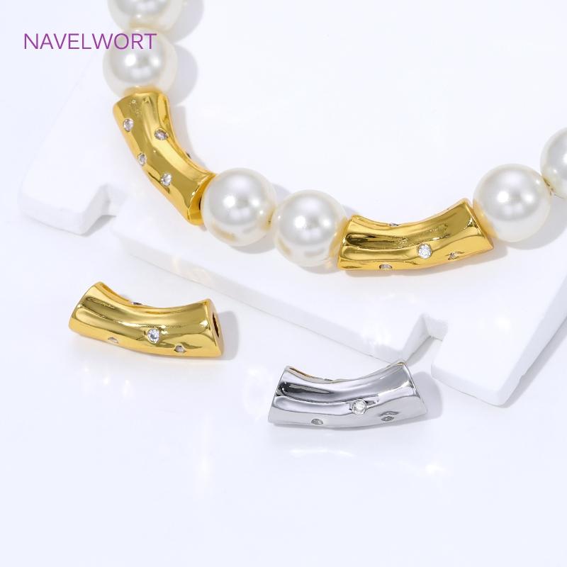 1/3/5Pcs 18K Gold Plated Spacer Beads For Jewelry,Brass Decorative Beads,Separators For Beads,DIY Jewelry Making Accessories