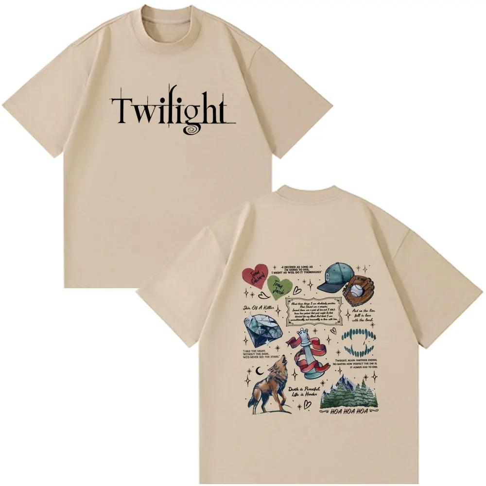 

Twilight Saga Iconic Collage Double-Sided Oversized T-Shirt, Unisex Vampire/Werewolf Fan Streetwear Tee, 100% Cotton Casual Short Sleeve Top XXXL зелений