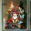 Creative Window Stickers for Home Christmas Wreath Sticker, Stained Glass Style, Removable Santa Butterfly Candy Cane Party Decor Decal, PVC