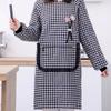 Plaid Design Long-sleeved Apron Waterproof Catering Work Clothes Dust-proof Smock Apron  Household