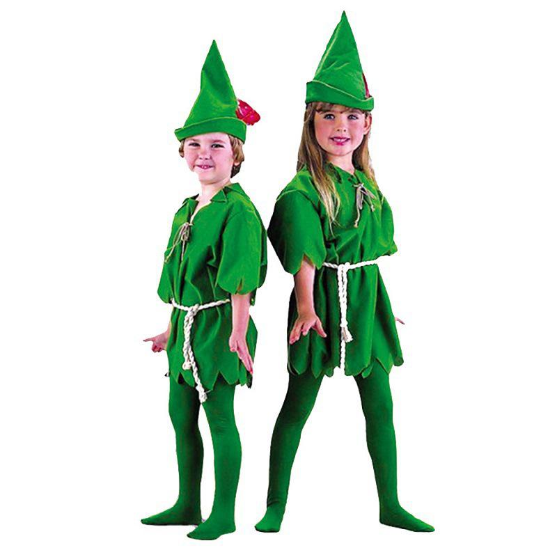 COS Halloween Green Elf & Robin Hood Costume for Adults and Kids: Peter Pan & Tinkerbell Theme.