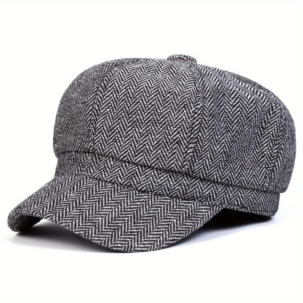 1Women's herringbone pattern octagonal beret hat, outdoor fashion casual hat suitable for autumn and winter travel, seaside parties