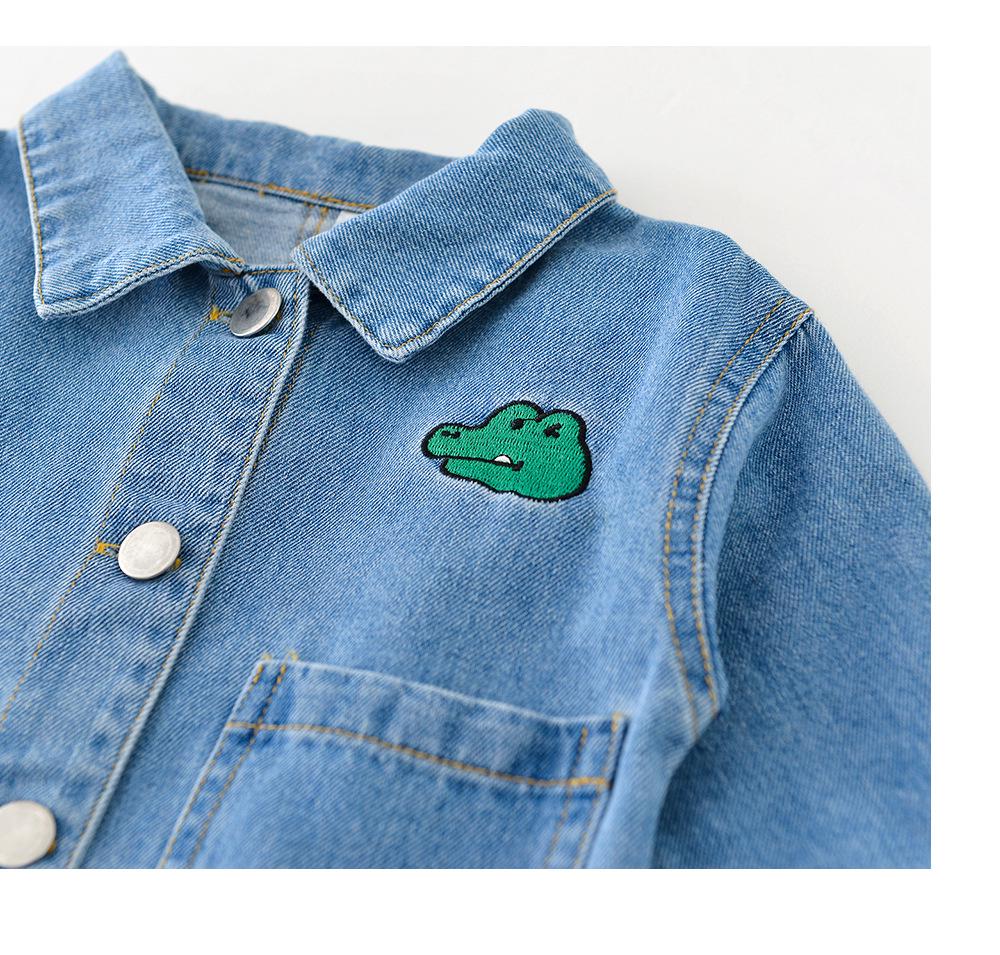 Infant Dinosaur Denim Jacket - Cotton, Ages 0-3, Autumn Wear