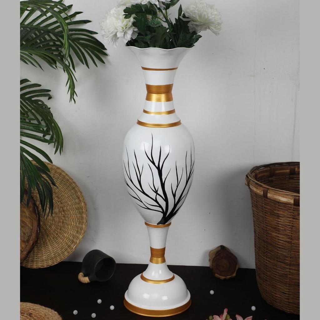 Flower Vase Big Size for Living Room Corner - 25 Inches Long - White Tree -Pack of 1