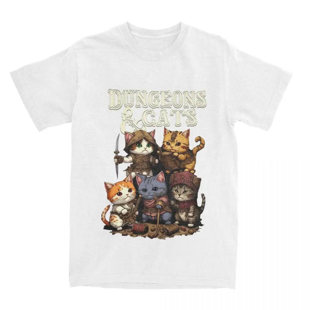 Men Women's Dungeon Dragon Cats T Shirt Apparel Kawaii Cat Pure Cotton T-shirt Clothing Funny Tee Shirt All Seasons