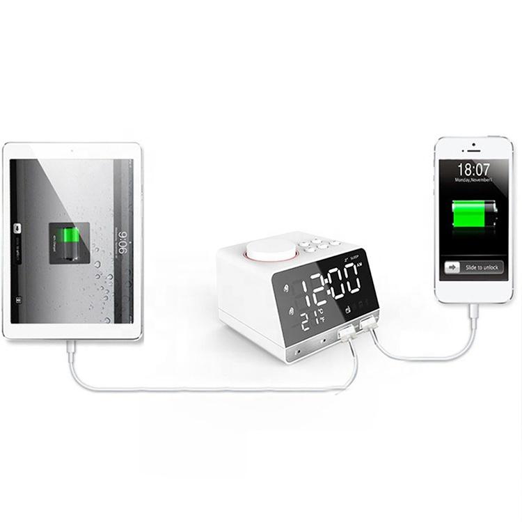Radio Digital Desk Clock BT Speaker Creative Music Alarm Clock Display with Dual USB Interface Support U Disk TF Card FM