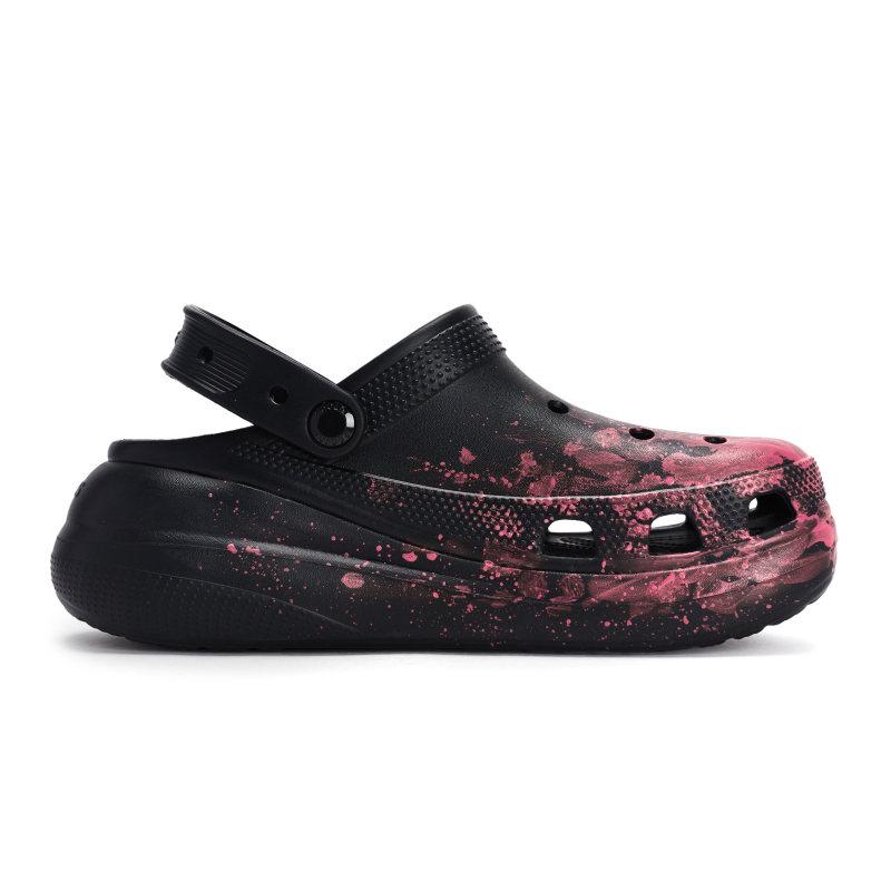 Crocs Classic clog 811 manufacturing incineration site special shoe box fluid ink splash hole shoes for men and women black powder