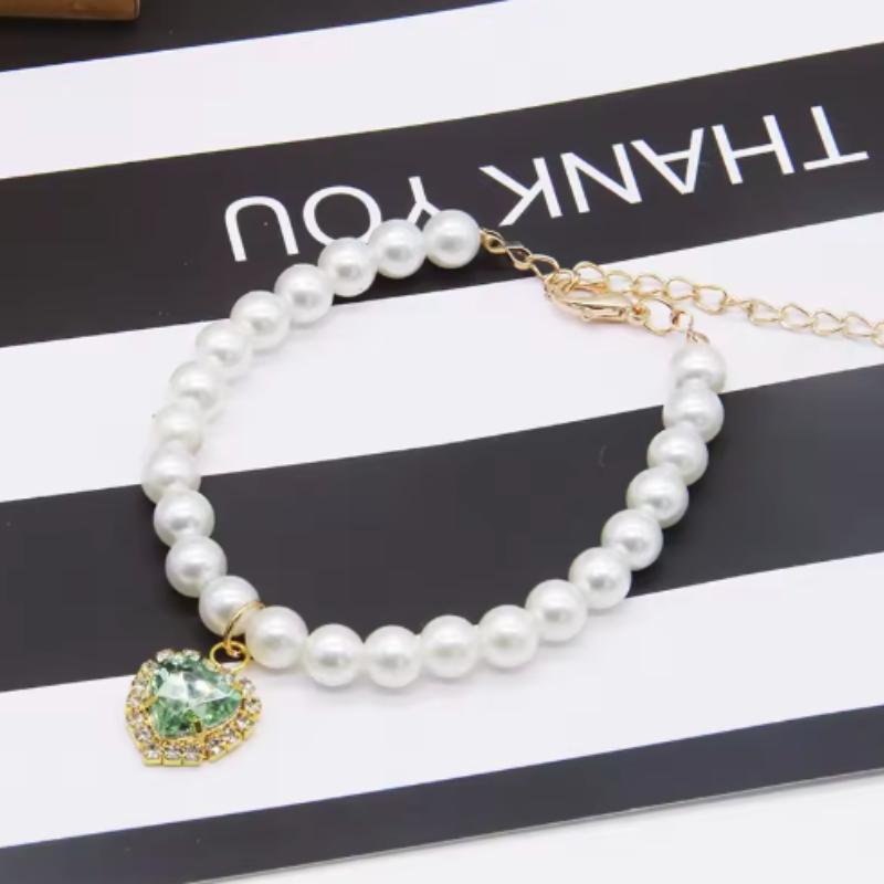 Adjustable Pet Pearl Necklace for Cats and Dogs Fashion Rhinestones Cat Collar Kitten Accessories