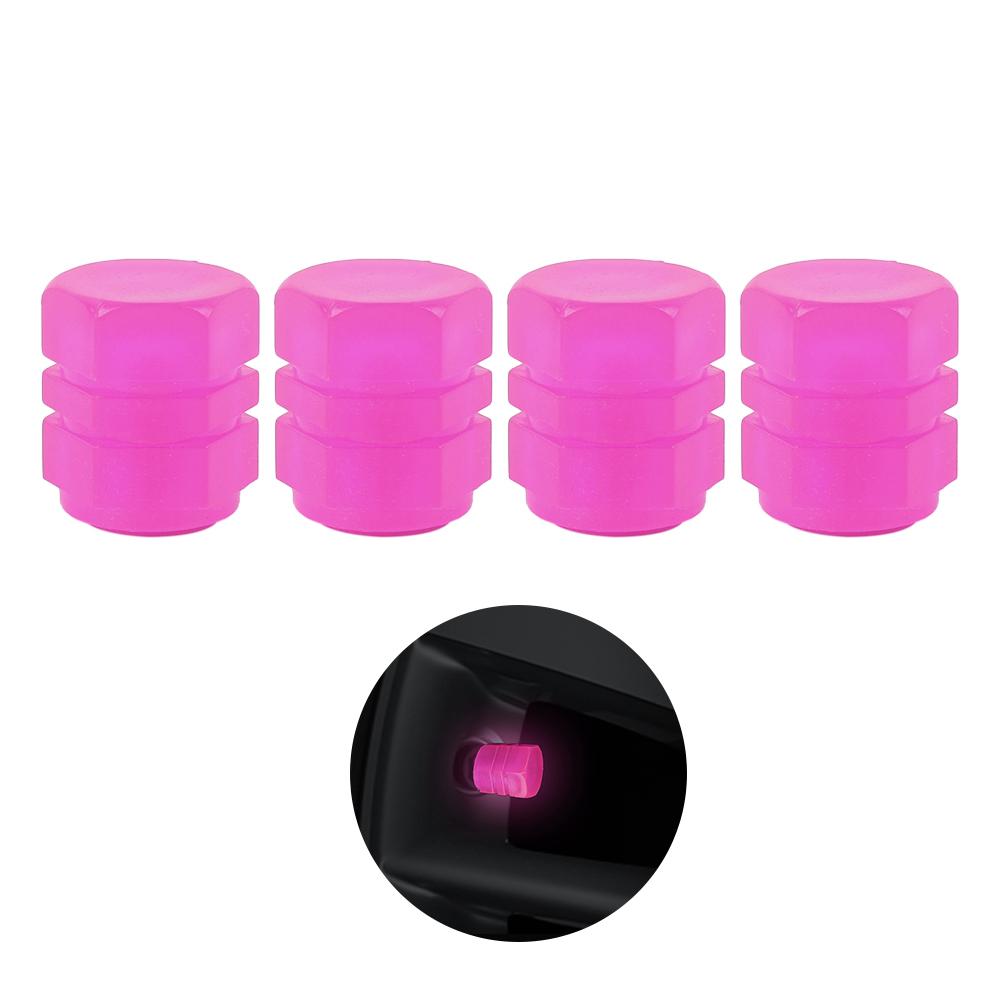 Car Pink Red Luminous Tire Valve Cap Motorcycle Bike Wheel Hub Glowing Valve Cover Tire Decoration Auto Styling Tyre Accessories Stem Caps1