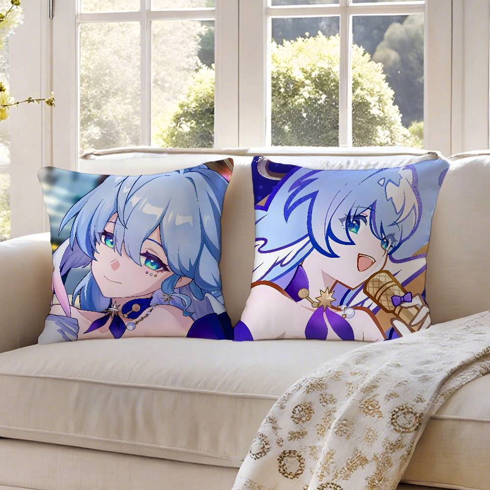 Spiel H-Honkai Star Rail R-ROBIN Kissenbezug Milbenabweisender Kissenbezug Verdeckter Reißverschluss Seidig Kurzer Plüsch Sofakissenbezug