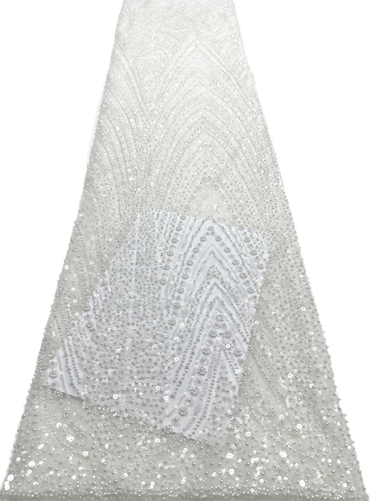 African Beaded Groom Lace Fabric 2026 High Quality Lace French Mesh with Sequins Nigerian Wedding Party Dress Fabric for Brides