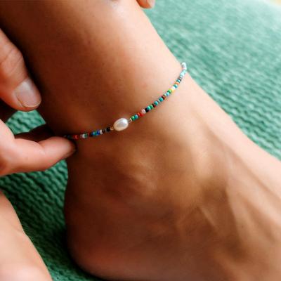 1pc Summer Bohemian Special-shaped Natural Pearl Colorful Mixed Beaded Anklet