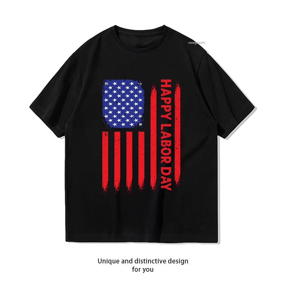 Happy Labor Day American Flag Retro Vintage Shirt WoUnisex Unisex Summer Cotton Graphic T Shirts Adult Streetwear Camisetas Tops S3XL