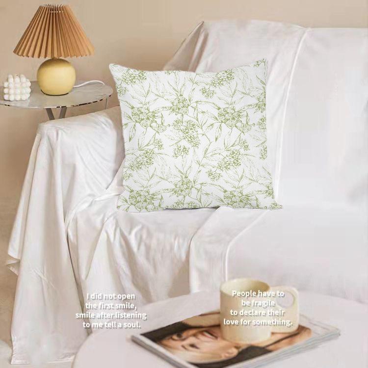 Nordisch Schlicht Grün Klein Frisch Floral Modern Schlicht Kissen Sofa Wohnzimmer Modell Wildleder Lendenkissenbezug Kissen