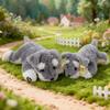 Lindo Peluche de Schnauzer Tumbado Peludo Perro Gris Blanco Animal de Peluche Muñeco Suave Almohada de Cachorro Regalo de Cumpleaños para Niños Decoración del Hogar