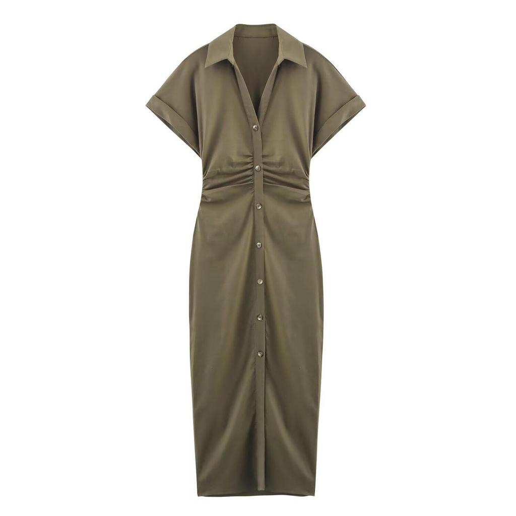 2025 Spring Women's European-American Style Linen Midi Dress