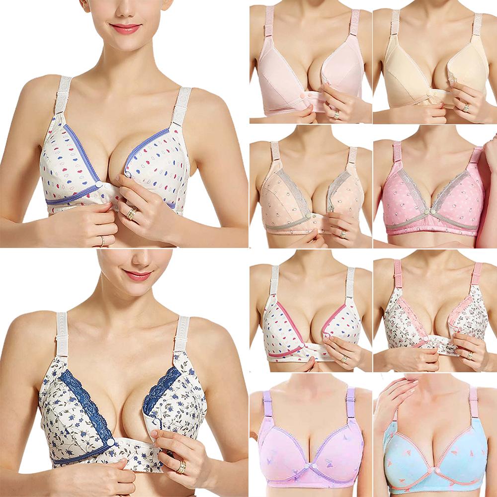 

Женский кружевной бюстгальтер для грудного вскармливания с пряжкой спереди, женское однотонное нижнее белье для беременных с цветочным принтом