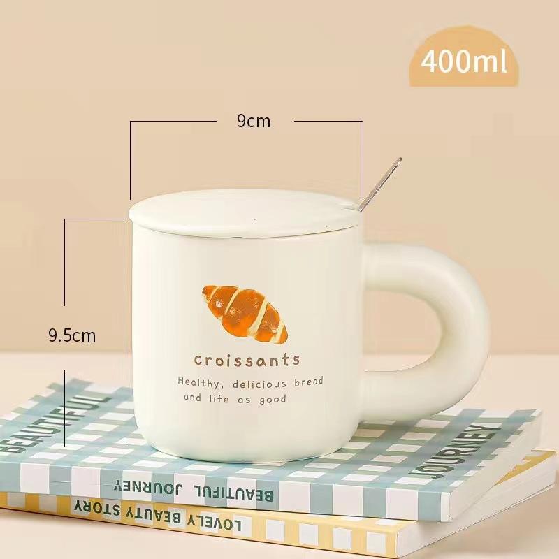 High Value Ceramic Water Cup Household Mug with Lid Cup Office Cute Birthday Gift Souvenir Cup