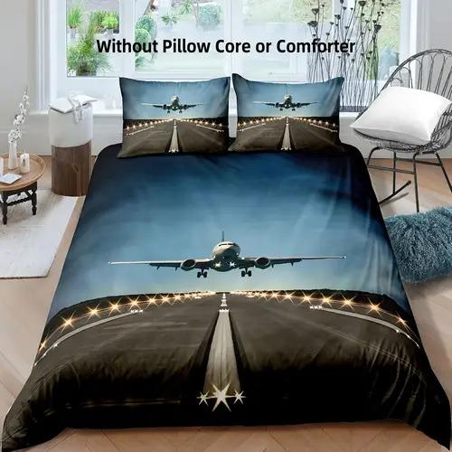 Airplane Soft Duvet Cover Soft Duvet Cover Featuring Airplane Patern Suitable for Children Kids Plus Adult Peoples Soft Comfortable Plus Breathable
