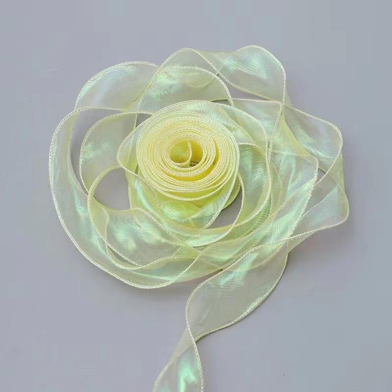 40mm 10Yards Fishtail Organza Ribbon  Reflective Iridescent Wavy Edge Ribbon for Gift Wrapping DIY Bow Bouquet Voile Ribbons