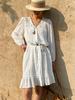 Southern France Long Sleeve White Shirt Dress - Women's Spring/Summer French Style