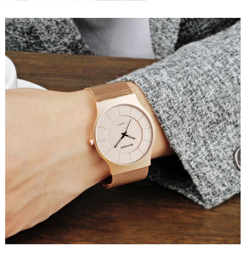 Sanda Unisex Blue Light Fashion Quartz Watch with Mesh Band