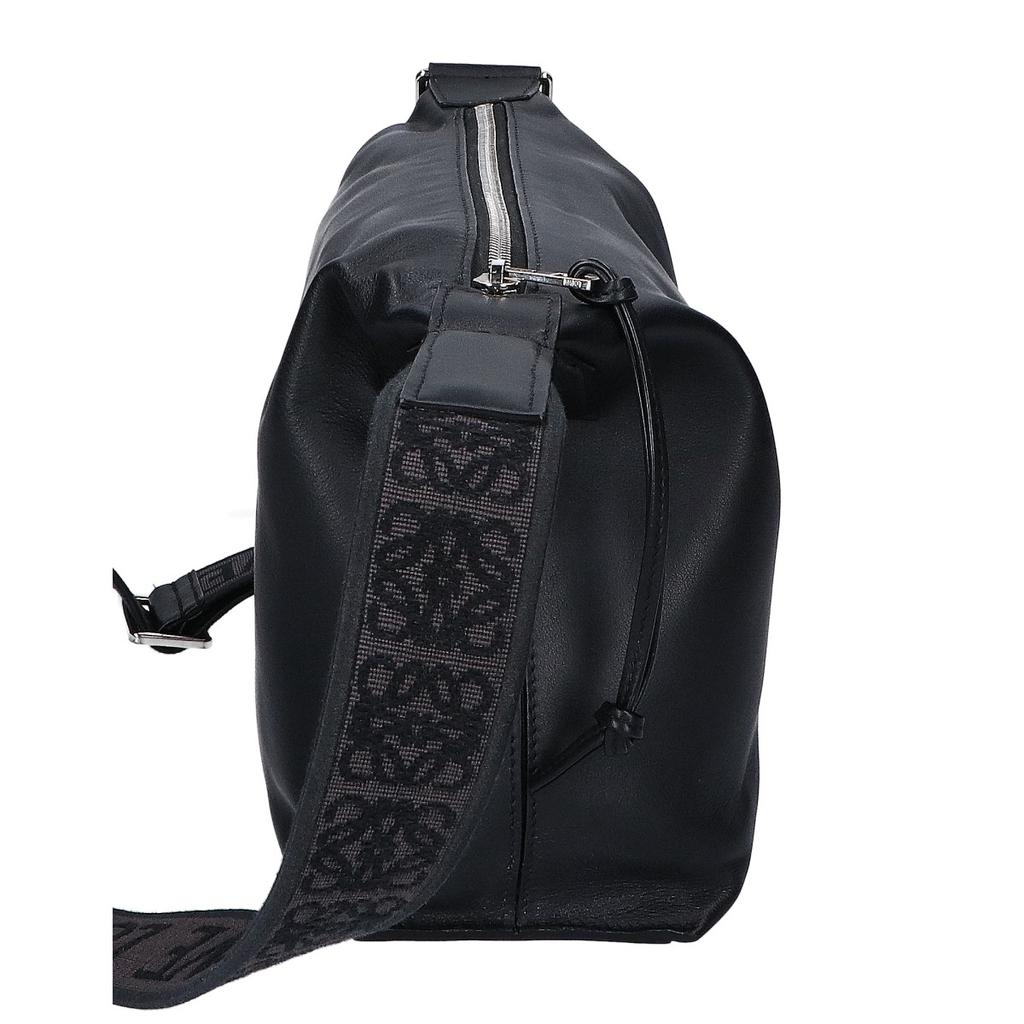 LOEWE 25Stainless Steel Supple Smooth Calf & Jacquard Cuby Crossbody Bag, Small Shoulder bag blackUsed