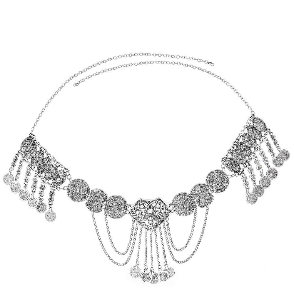Metal Ethnic Style Belt Adjustable Body Chain Versatile Tassel Belly Chain  Women