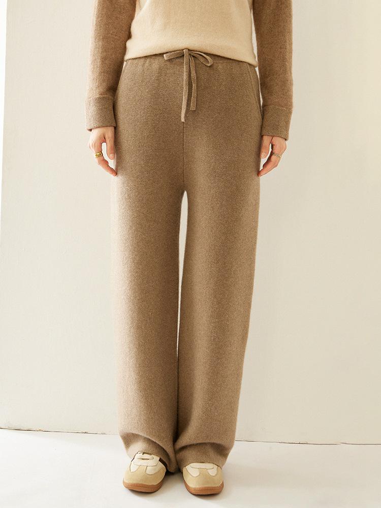 Women's High-Waist Cashmere Wide-Leg Knit Pants