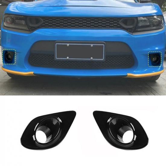 Czarna Dekoracyjna Osłona Lampy Przeciwmgielnej Zderzaka Przedniego Bezel do Dodge Charger 2015+