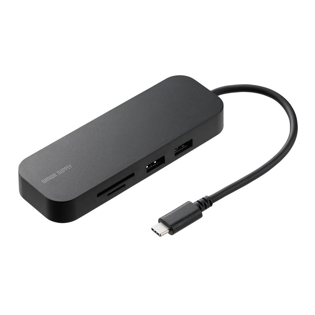 Sanwa Direct Type-C Docking Station, HDMI 4K/30Hz, LAN, SD/microSD, 2 Type-A, 2 USB-C, PD100W Fast Charging, 8-in-1 USB Hub (400-DKM2BK)