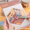 29 Stickers + 20 Scene Images/pack Miniature Sticker Book Sunshine Town 3D Cartoon  Diy Landscape Decoration Sticker Book