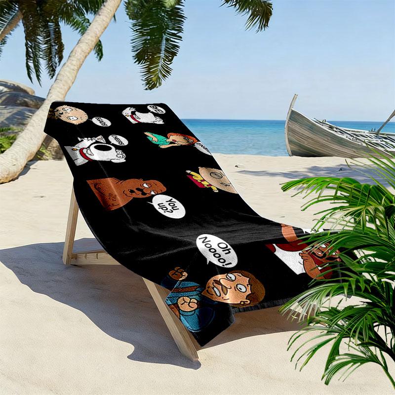 Family Guy Cartoon Print Beach Towel, Large Soft Quick Dry Towel for Beach Camping Swimming