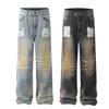 Vintage American Washed Distressed Jeans Men Women Straight Leg Baggy Pants Streetwear