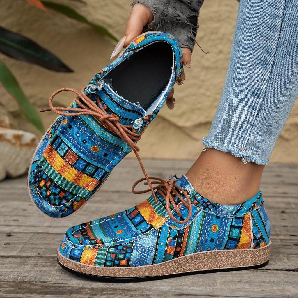 Women's Tribal Shoes - Bold Orange, Non-Slip Rubber Sole for Everyday Special Events - Easy-Clean Casual Flats for Fall Outfits, Comfortable Walking