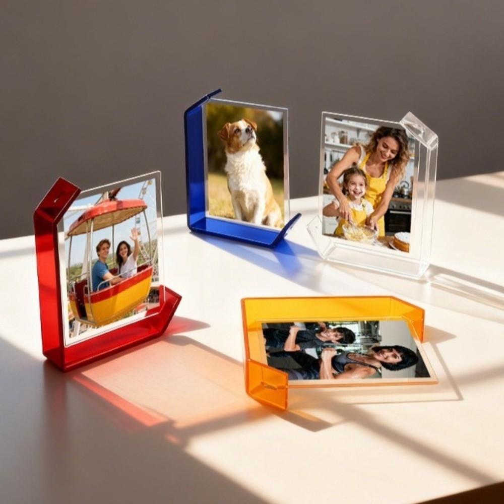 Modern Acrylic Photo Frame 5/6/7/8 Inch Photo Stand Multi-purpose L-shaped Tabletop Stand Gallery