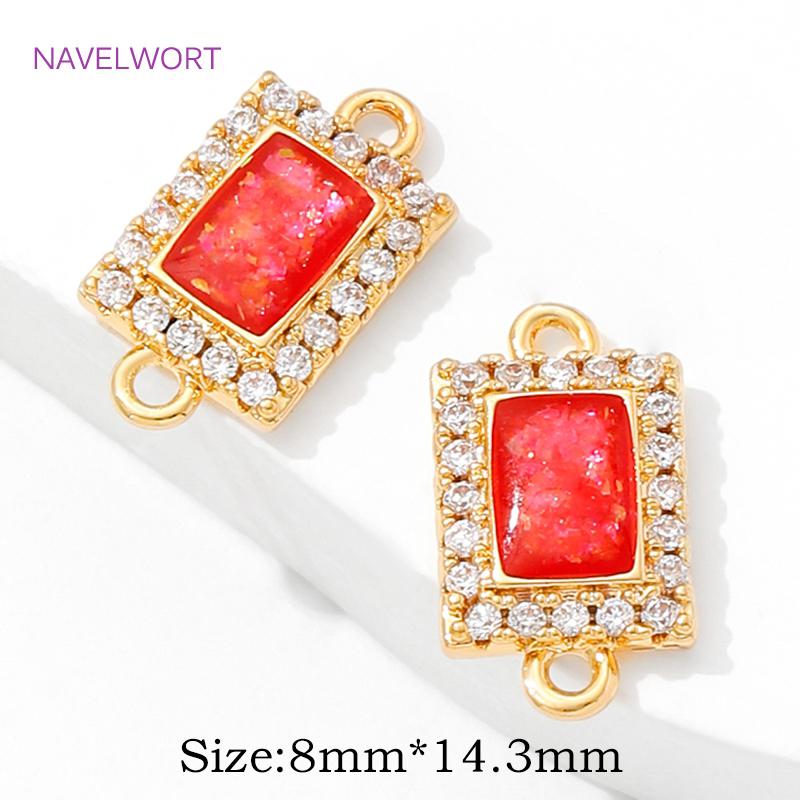 18K Gold Plated Square Double Hole Connector Charms,Connector For Jewelry,Inlaid Zircon Charms,DIY Jewelry Materials 1 piece