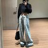 Spring/Autumn Lazy Style Retro Floral All-Over Print Wide-Leg Loose Casual Sweatpants for Women - Trendy Fashion