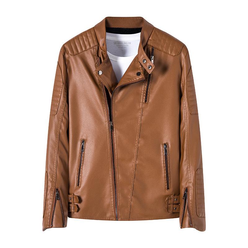 Autumn and Winter Men's Leather Jacket Leather Jacket Locomotive PU Leather Velvet Casual Handsome Jacket