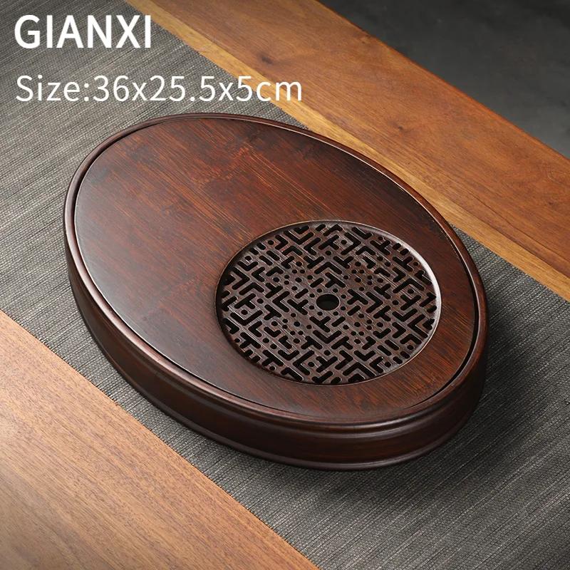 Bamboo Dry Soaking Tray Household Oval Tea Trays Large Capacity Tea Tray Small Draining and Storing Water Teaware Accessories