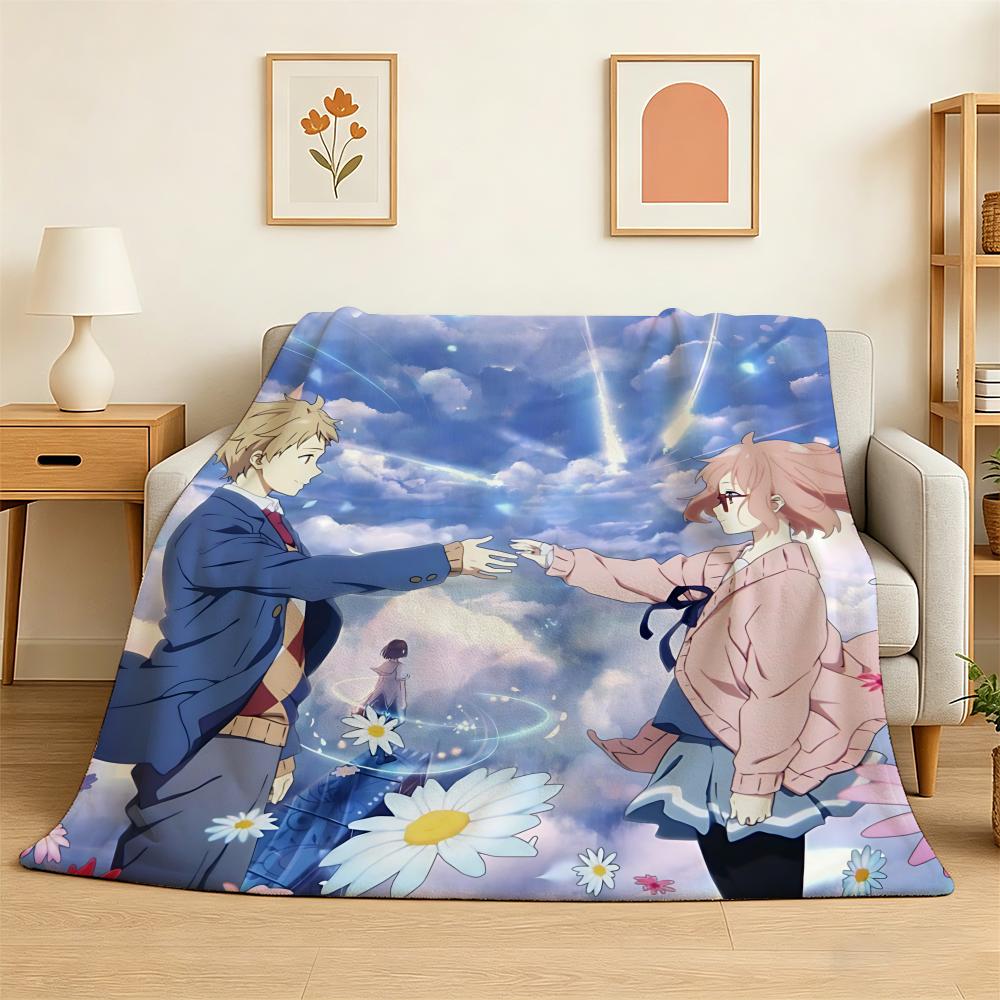 Beyond The Boundary anime Throw 240g Flannel Blanket Lightweight Soft Skin-friendly Summer Thin Throw Blanket 75X95CM
