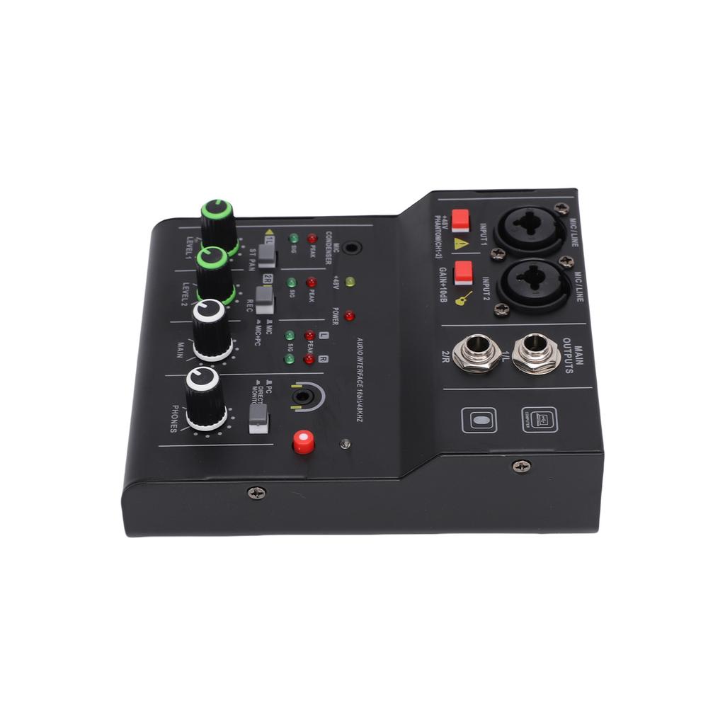 2 Channel Sound Mixer DJ Controller with Multiple Inputs   Power MP3   Output Independent Control Knobs Metal   for Recording Stage Perfor