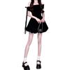 French one-word shoulder off-the-shoulder red dress women's summer new small beautiful puffy bud dress