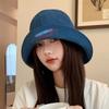 Letter Embroidery Distressed Cowboy Bucket Hat Drawstring Adjustable Windproof Fisherman Hat Wide Brim Casual Sun Hat