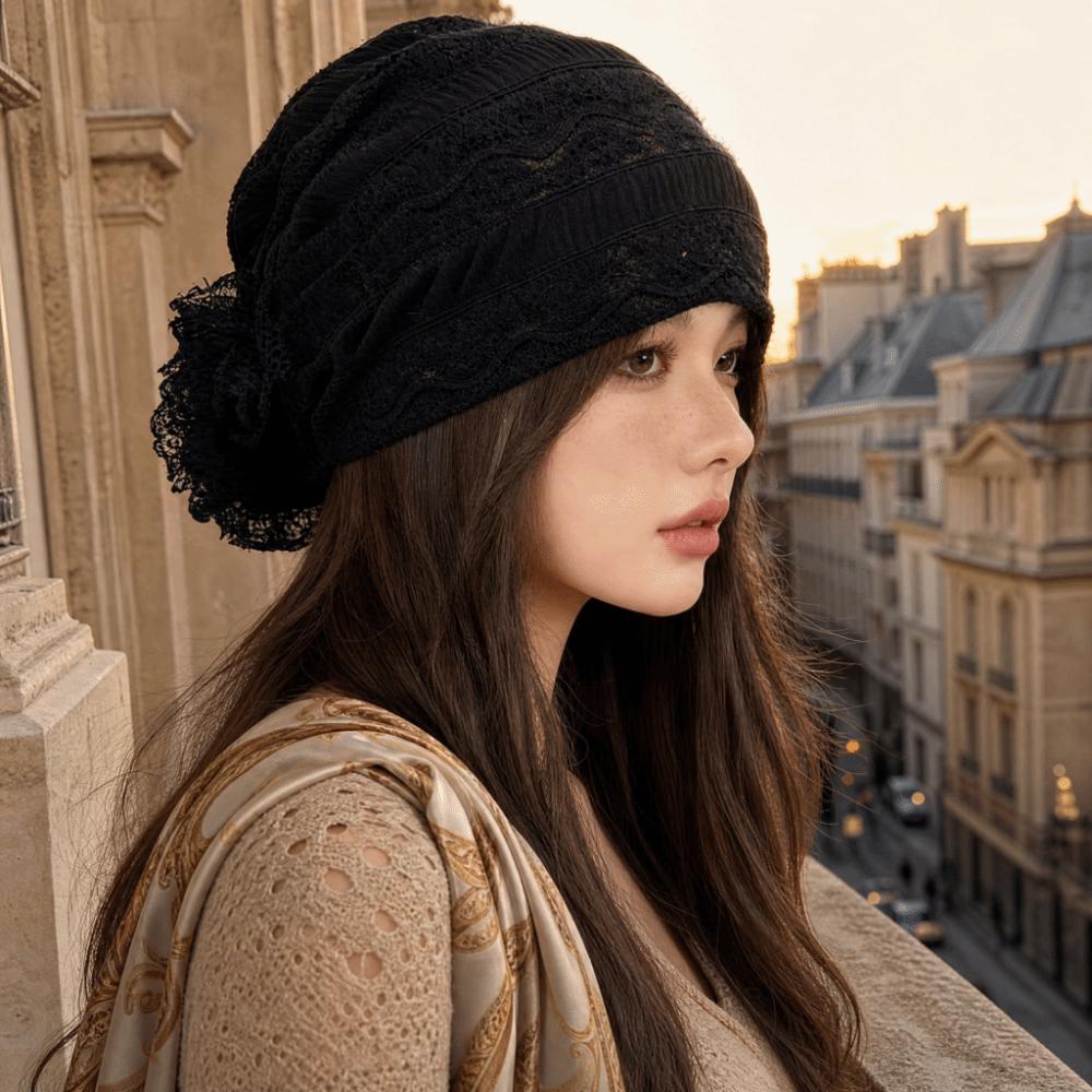 Elastic Head Wraps Hat Embroidery Cancer Chemo Hat Soft Flower Lace Turban Caps Women