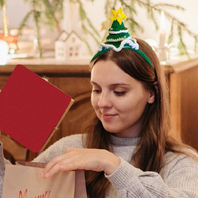 Christmas Theme Headband Festival Props Crochet Hairhoop Seasonal Headwear Holiday Celebration Christmas Tree Headband