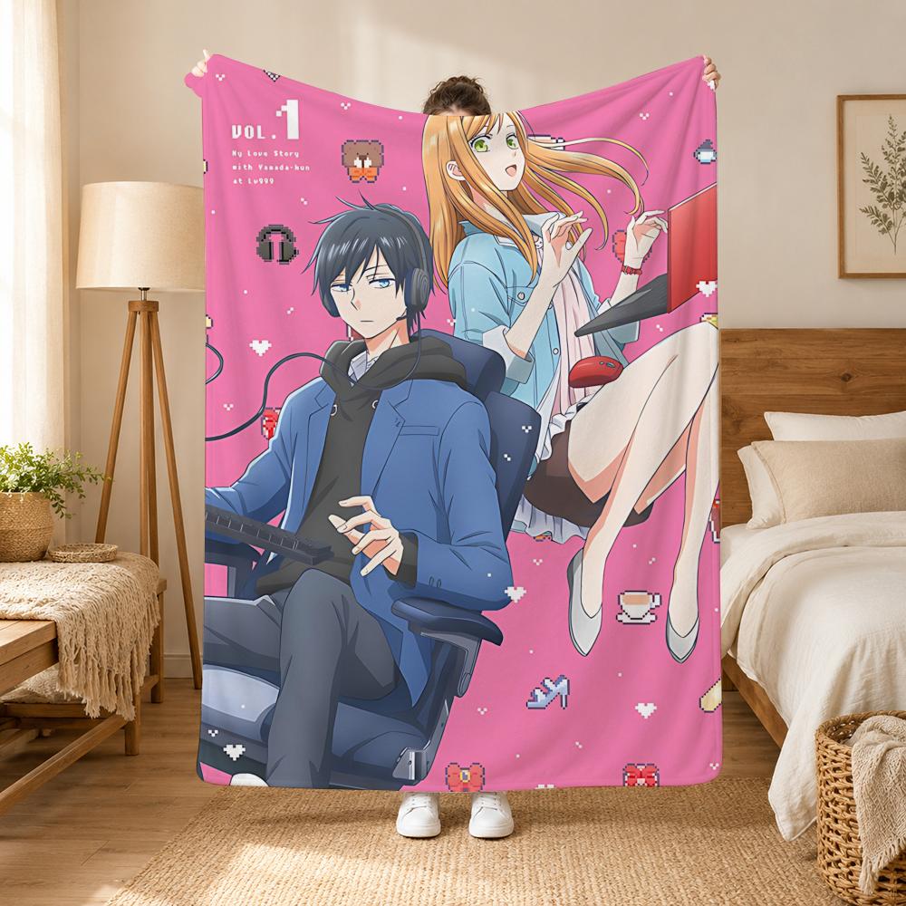 My Love Story With Yamada Kun At Lv999 Throw 240G Flannel Blanket, Suitable For Sofas, Beds, Offices, Exquisite Gift Blankets