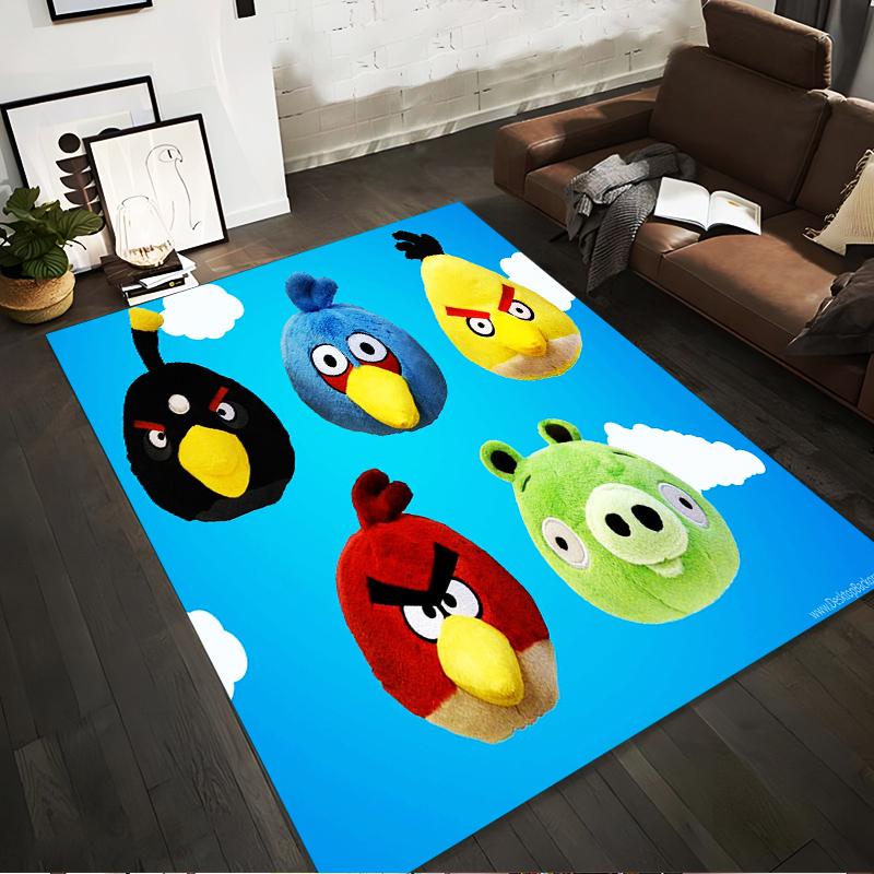 

Plush Cartoon Carpet Featuring Angry Birds Characters on Blue Cloudy Background Scene Suitable for use as an anti-slip1 for1room and bedroom sofas 40x60cm( 15x23in )