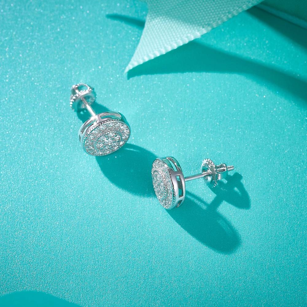 מויסניט כסף סטרלינג 925 אמיתי צמוד צמוד עגילים לגברים גדולים בסגנון היפ הופ